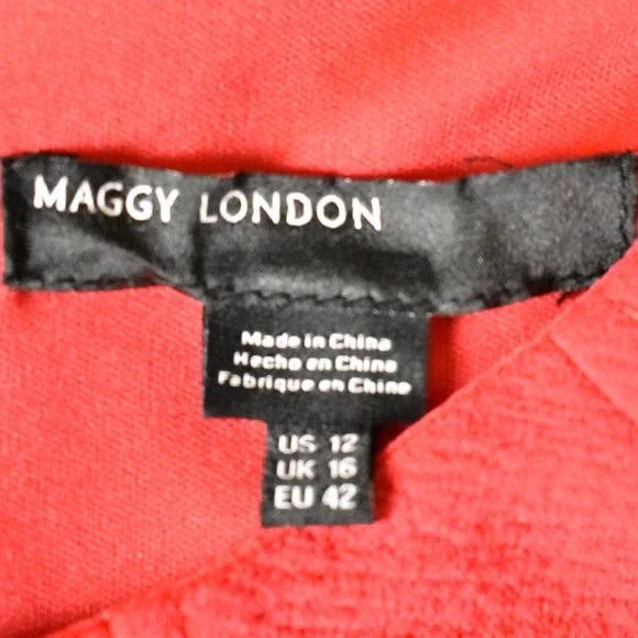MAGGY LONDON Dress 12 Salmon Color Machine Wash Back Zipper Long Sleeve - Picture 5 of 5